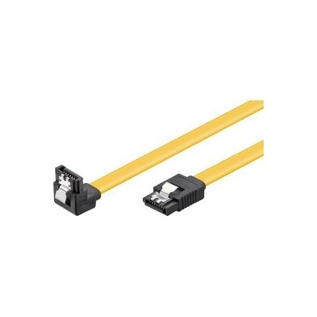 Goobay SATA III kabel 0,3 m GUL vinklet + sikring